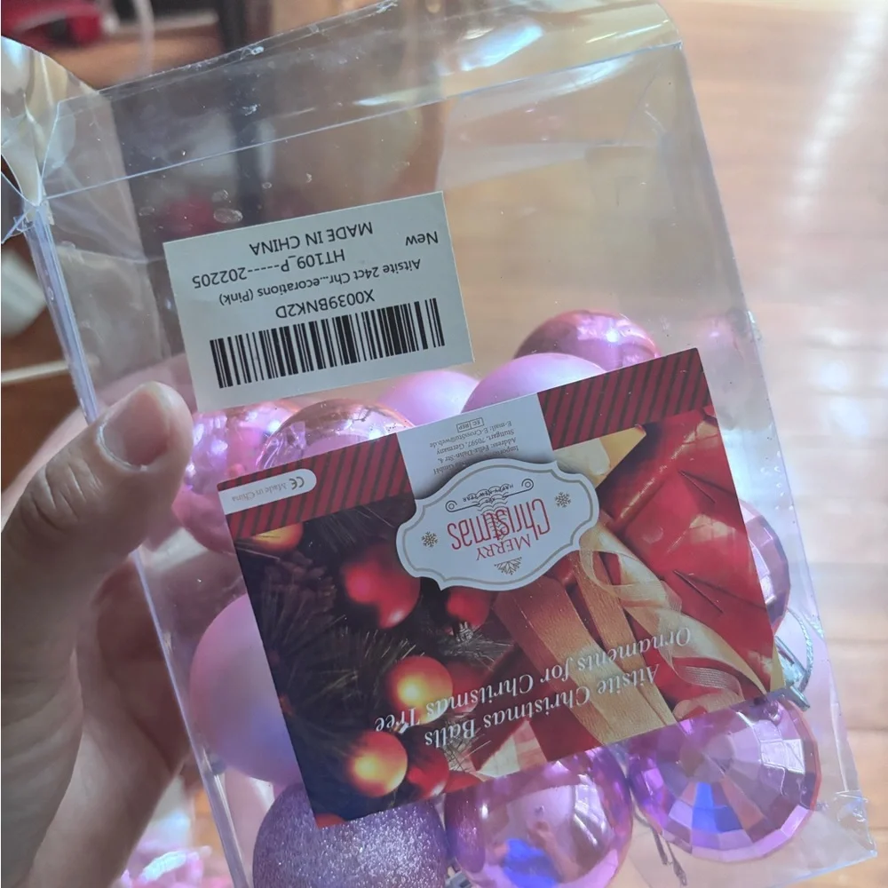 Pink Christmas Ornaments Set